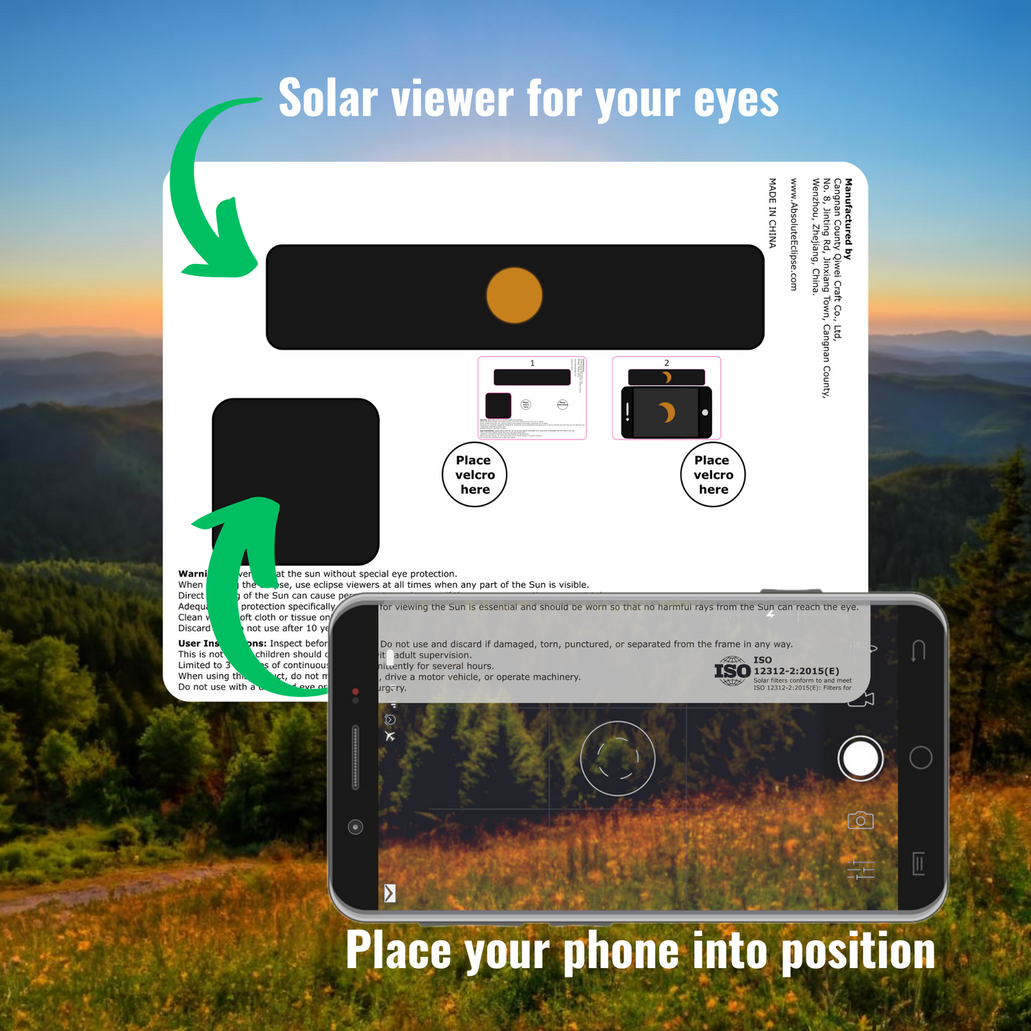 Solar Eclipse Filters for Phones, Photography 2in1 Filter and Viewer for Smartphones - USA